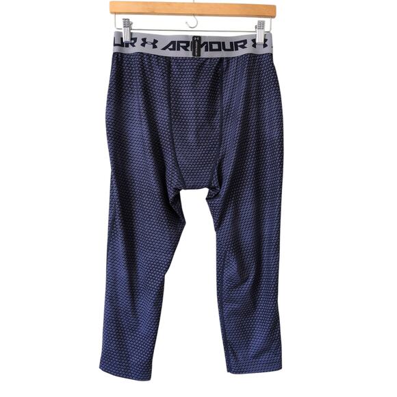 Under Armour HeatGear 3/4 Compression Pants Men's Cropped Legging Navy Blue XL - Picture 2 of 7